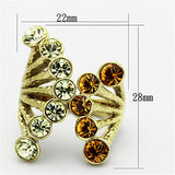 IP Gold(Ion Plating) Stainless Steel Ring with Top Grade Crystal  in Multi Color