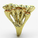 IP Gold(Ion Plating) Stainless Steel Ring with Top Grade Crystal  in Multi Color