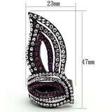 IP Black(Ion Plating) Stainless Steel Ring with Top Grade Crystal  in Multi Color