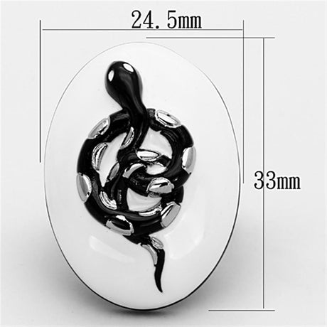 Two-Tone IP Black Stainless Steel Ring with Epoxy  in White