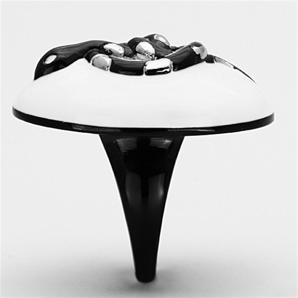 Two-Tone IP Black Stainless Steel Ring with Epoxy  in White