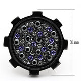 IP Black(Ion Plating) Stainless Steel Ring with Top Grade Crystal  in Multi Color