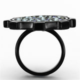 IP Black(Ion Plating) Stainless Steel Ring with Top Grade Crystal  in Multi Color