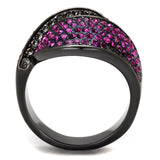IP Light Black  (IP Gun) Stainless Steel Ring with Top Grade Crystal  in Light Peach