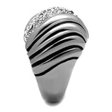 High polished (no plating) Stainless Steel Ring with Top Grade Crystal  in Clear