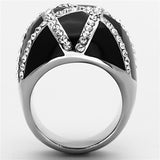 High polished (no plating) Stainless Steel Ring with Top Grade Crystal  in Clear