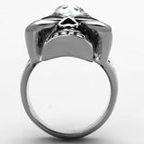 High polished (no plating) Stainless Steel Ring with Top Grade Crystal  in Clear