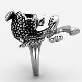 High polished (no plating) Stainless Steel Ring with Epoxy  in Jet