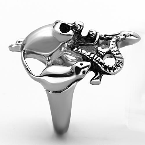 High polished (no plating) Stainless Steel Ring with Epoxy  in Jet