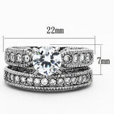 High polished (no plating) Stainless Steel Ring with AAA Grade CZ  in Clear