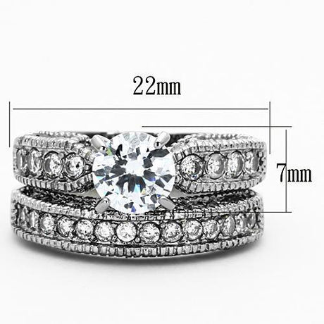 High polished (no plating) Stainless Steel Ring with AAA Grade CZ  in Clear