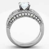 High polished (no plating) Stainless Steel Ring with AAA Grade CZ  in Clear