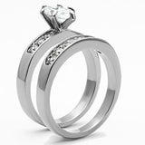 High polished (no plating) Stainless Steel Ring with AAA Grade CZ  in Clear