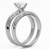 High polished (no plating) Stainless Steel Ring with AAA Grade CZ  in Clear