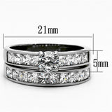 High polished (no plating) Stainless Steel Ring with AAA Grade CZ  in Clear