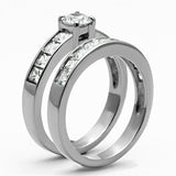 High polished (no plating) Stainless Steel Ring with AAA Grade CZ  in Clear