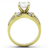 IP Gold(Ion Plating) Stainless Steel Ring with AAA Grade CZ  in Clear