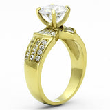 IP Gold(Ion Plating) Stainless Steel Ring with AAA Grade CZ  in Clear