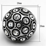 High polished (no plating) Stainless Steel Ring with Top Grade Crystal  in Clear