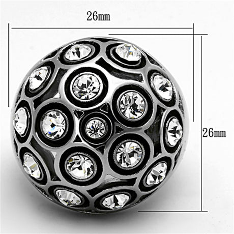 High polished (no plating) Stainless Steel Ring with Top Grade Crystal  in Clear