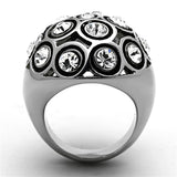 High polished (no plating) Stainless Steel Ring with Top Grade Crystal  in Clear