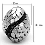 High polished (no plating) Stainless Steel Ring with Top Grade Crystal  in Jet