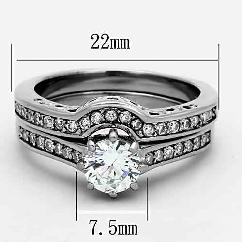 High polished (no plating) Stainless Steel Ring with AAA Grade CZ  in Clear