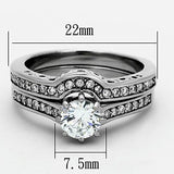 High polished (no plating) Stainless Steel Ring with AAA Grade CZ  in Clear