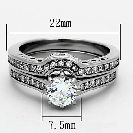 High polished (no plating) Stainless Steel Ring with AAA Grade CZ  in Clear