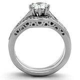 High polished (no plating) Stainless Steel Ring with AAA Grade CZ  in Clear