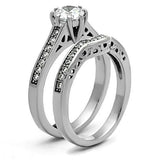 High polished (no plating) Stainless Steel Ring with AAA Grade CZ  in Clear