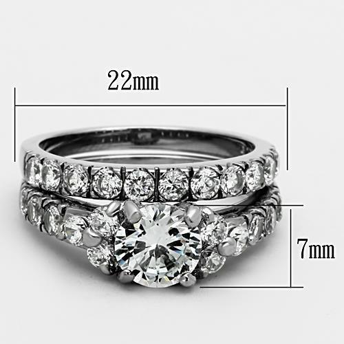 High polished (no plating) Stainless Steel Ring with AAA Grade CZ  in Clear