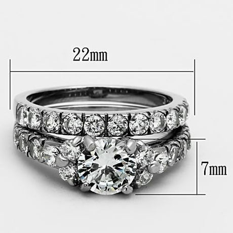High polished (no plating) Stainless Steel Ring with AAA Grade CZ  in Clear