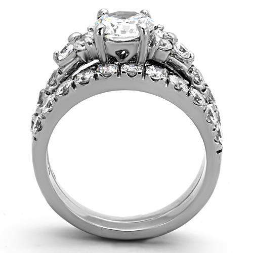 High polished (no plating) Stainless Steel Ring with AAA Grade CZ  in Clear
