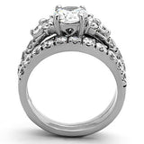 High polished (no plating) Stainless Steel Ring with AAA Grade CZ  in Clear