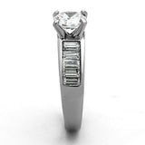 High polished (no plating) Stainless Steel Ring with AAA Grade CZ  in Clear