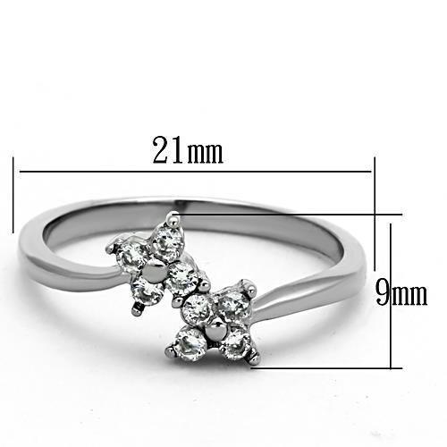 High polished (no plating) Stainless Steel Ring with AAA Grade CZ  in Clear