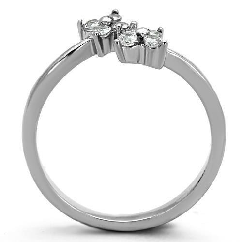 High polished (no plating) Stainless Steel Ring with AAA Grade CZ  in Clear