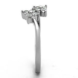 High polished (no plating) Stainless Steel Ring with AAA Grade CZ  in Clear