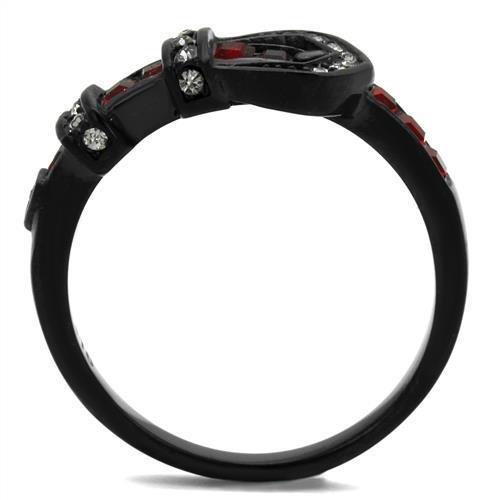IP Black(Ion Plating) Stainless Steel Ring with Top Grade Crystal  in Multi Color