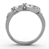 High polished (no plating) Stainless Steel Ring with Top Grade Crystal  in Clear
