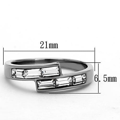 High polished (no plating) Stainless Steel Ring with Top Grade Crystal  in Clear