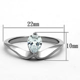 High polished (no plating) Stainless Steel Ring with AAA Grade CZ  in Clear