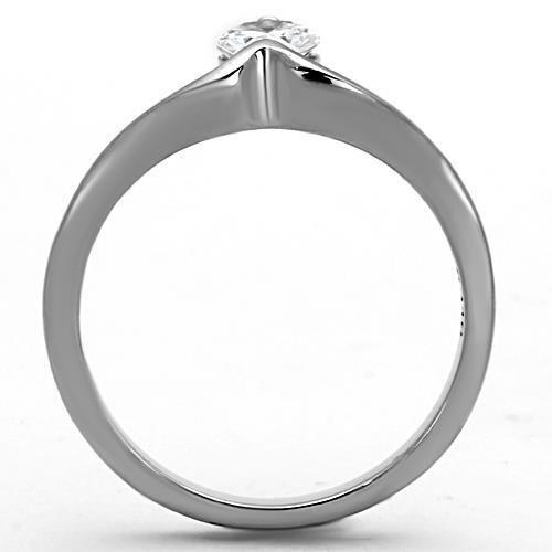 High polished (no plating) Stainless Steel Ring with AAA Grade CZ  in Clear