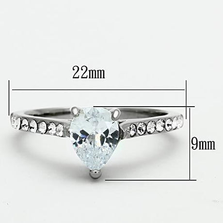 High polished (no plating) Stainless Steel Ring with AAA Grade CZ  in Clear