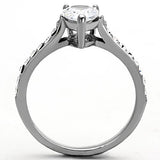 High polished (no plating) Stainless Steel Ring with AAA Grade CZ  in Clear