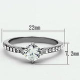 High polished (no plating) Stainless Steel Ring with AAA Grade CZ  in Clear