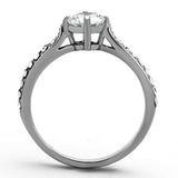 High polished (no plating) Stainless Steel Ring with AAA Grade CZ  in Clear