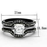 Two-Tone IP Black Stainless Steel Ring with AAA Grade CZ  in Clear