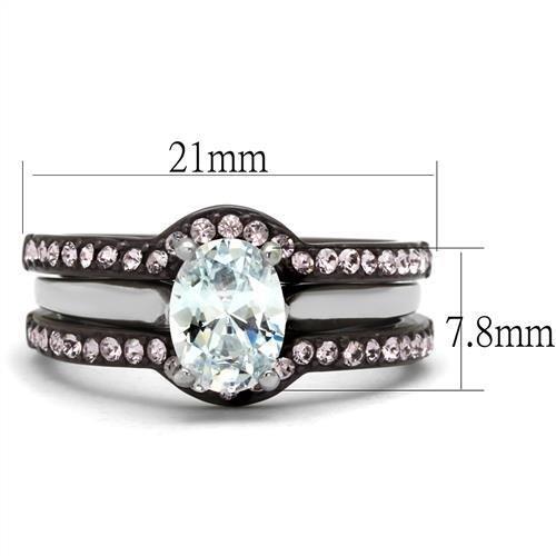 Two Tone IP Dark Brown (IP coffee) Stainless Steel Ring with AAA Grade CZ  in Clear